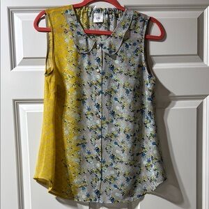 Cabi Women's Floral Sleeveless Top - Yellow and Blue